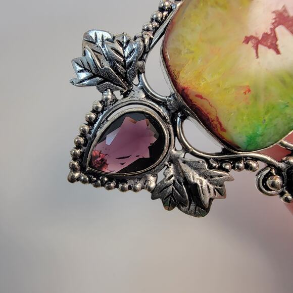 Necklace Pendants Handmade Jewelry Watermelon Tourmaline Amethyst Silver Pendant - Picture 4 of 10
